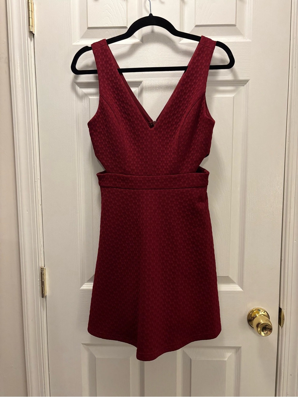 Forever 21 Burgundy Textured V-Neck Mini Dress